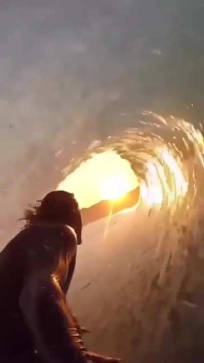 If a plunging wave is not parallel to the beach, the breaking section (or curl) will move laterally across the face of the wave. This is the "tube" that is so highly sought after by surfers (also called a "barrel", a "pit")