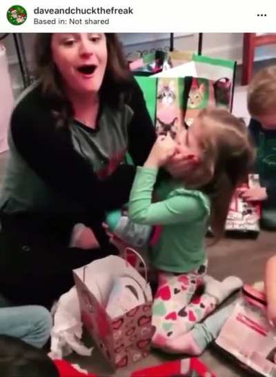 She was surprised by her gift