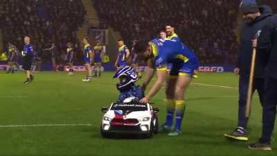 Kid was supposed to deliver the ball to the referee! ?