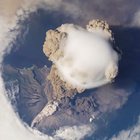 ? Volcanic eruption seen from space station ?