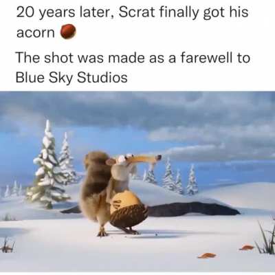 After a long 20-year journey, Scrat finally got his chad moment with the acorn