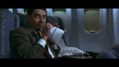 Mr Bean popping the bag