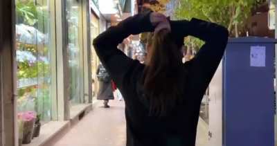 Famous Iranian actress Hengameh Ghaziani posted this video of her, without hijab in public, captioning "From this moment on, whatever happens to me, know that as always, I am with Iranian people until my last breath". She has been arrested by the official