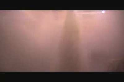 High pressure CO2 fire suppression system. It can choke out the fire anything that needs oxygen rapidly. When the alarm comes on you have 30 seconds to leave