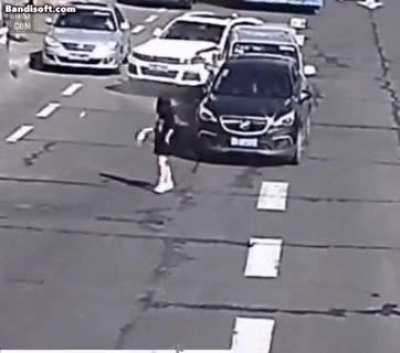 "Don't mind me, just crossing the street"- that dumbass, probably.
