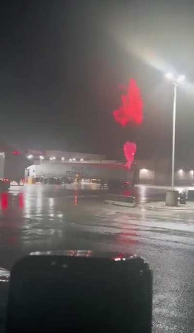 Hydrogen tanker catches fire