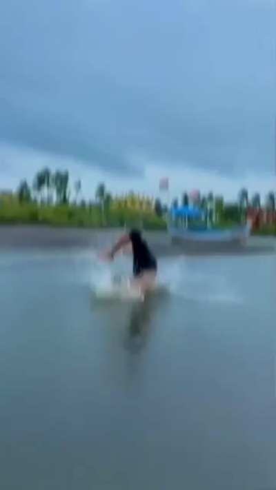 Diving into a shallow puddle