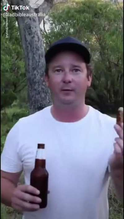 Nothing better than downing a beer and some snags.
