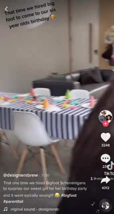 Hate it when the mythical Sasquatch ruins the birthday party...