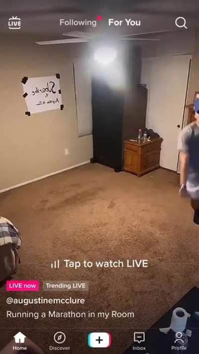 Running a marathon in your room with support from the boys