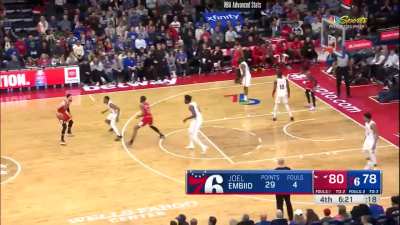 [Highlight] Josh Tiven with back to back questionable foul calls on Embiid for his 4th and 5th foul