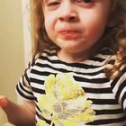 Hilarious moment Four-year-old girl tries extremely hard to enjoy her mum's cooking