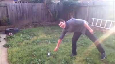 WCGW Throwing a knife into a spray paint can