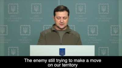 president Zelenskiy, start of the day 2 of the war with English Subs