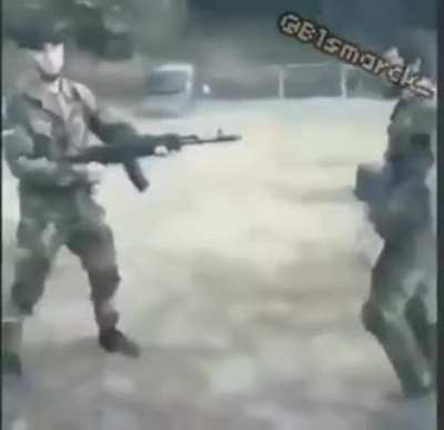 Guy disarms an AK with his foot