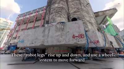 85-year-old primary school in Shanghai has been lifted off the ground — in its entirety — and relocated using new technology dubbed the "walking machine"
