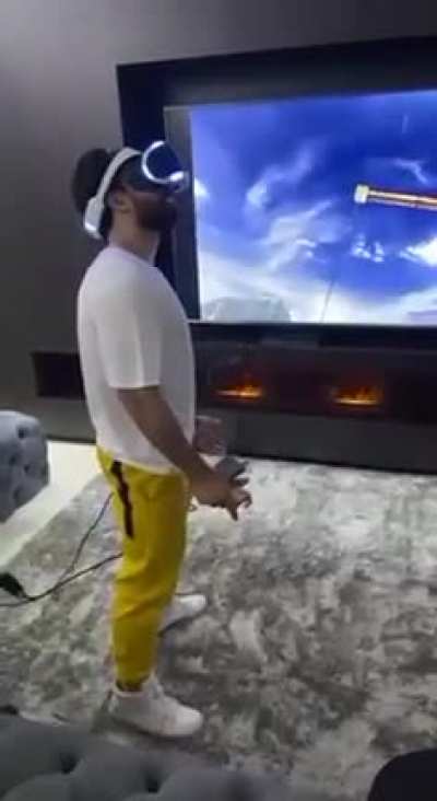 Attempting a jump while using VR.