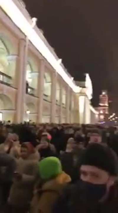 Anti-war protest in St. Petersburg, Russia, March 2, 2022. The protesters were chanting "No to war!"