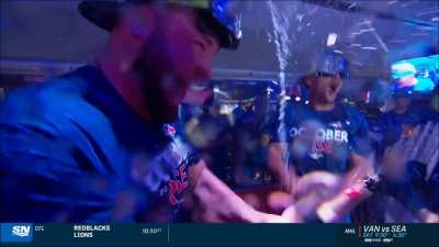 [Highlight] John Schneider pops things off for the Blue Jays postseason clinching celebration on national TV: "This is something you should never not celebrate... You guys are fucking incredible, enjoy the SHIT out of this tonight!"