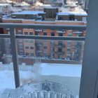 How quickly the water freezes on this glass in Chicago