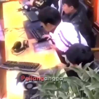All he wanted to do was use the headphones...