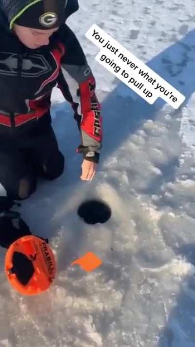 Ice fishing.