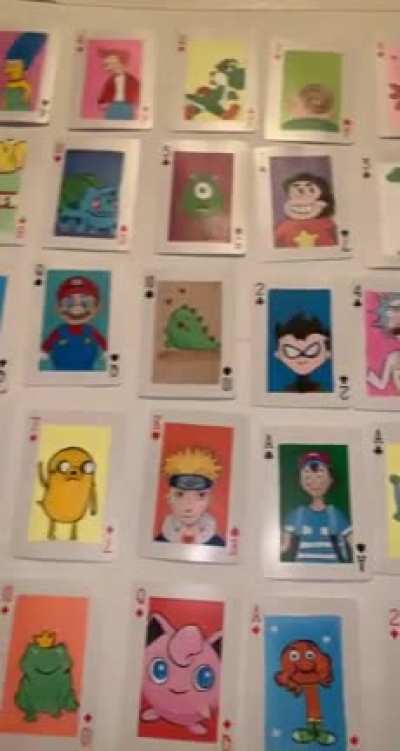 My 17 year old sister hand painted me a custom set of playing cards for Christmas!!