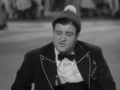 Lou Costello attempts to go ice-skating, and winds up playing "crack the whip" [from the 1943 Abbott &amp; Costello film "Hit the Ice"]