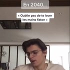 French Tiktok saying "In 2040... "Don't forget to wash your hands, son""
