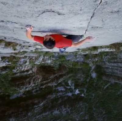 Free soloing a vertical face
