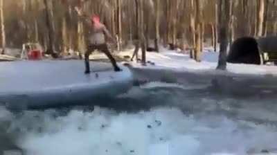 Releasing the water from a frozen pool