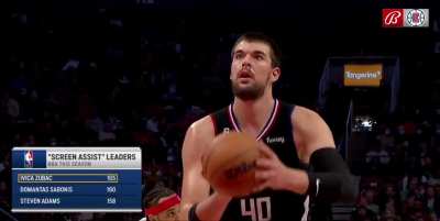 [Highlight] After setting a bone crushing screen to get Paul George open for a three Clippers announcer declares Ivica Zubac has “Big Pick Energy”