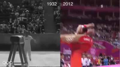 Gold medal-winning vaults 80 years apart (Men's Gymnastics)