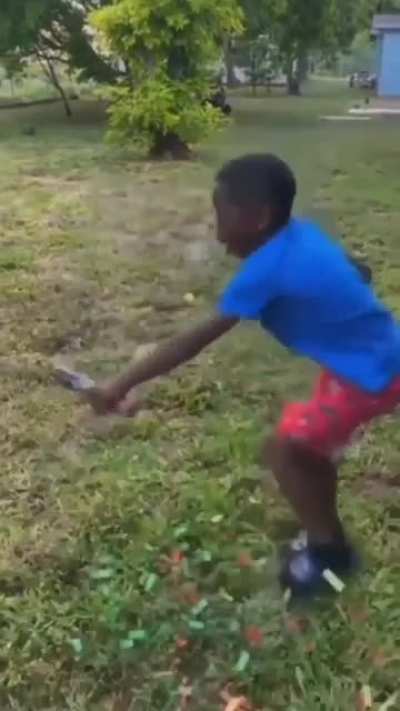 kid opens confetti cannon upside down