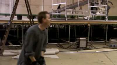 Ewan McGregor, Ray Park and Liam Neeson practicing their lightsaber skills, and other behind the scenes stuntwork, for the climactic duel in "Star Wars Episode I: The Phantom Menace" (1999)