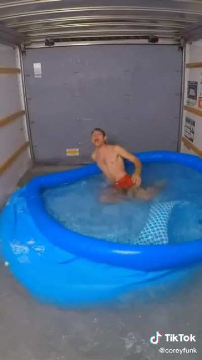 Pool in a moving truck
