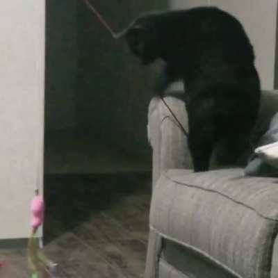 He "fishes" while we watch TV, it keeps him from "singing" through the whole show.