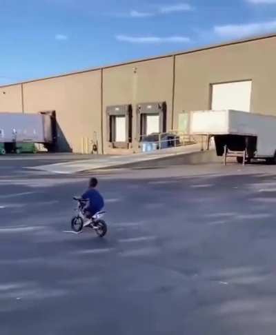 little kid is happy he got a bike until-
