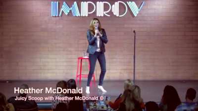 She's bragging about getting 3 doses of the new coronary vaccine, the flu shot, she says she's still menstruating, and then she suddenly collapses on the stage floor