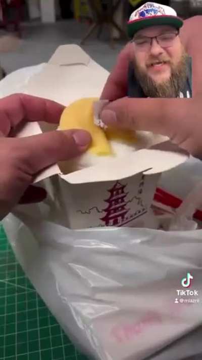 Looks like he loves chinese food a bit too much.