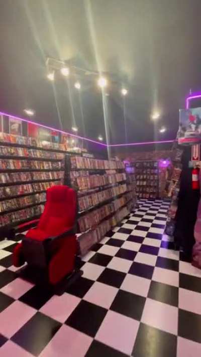 I built my dream ‘80s Mom &amp; Pop Video “Store” in my basement over 4 long years. Here’s a Speedthrough Vid I shot for a friends ‘80s page ??? #atl #mondovideo
