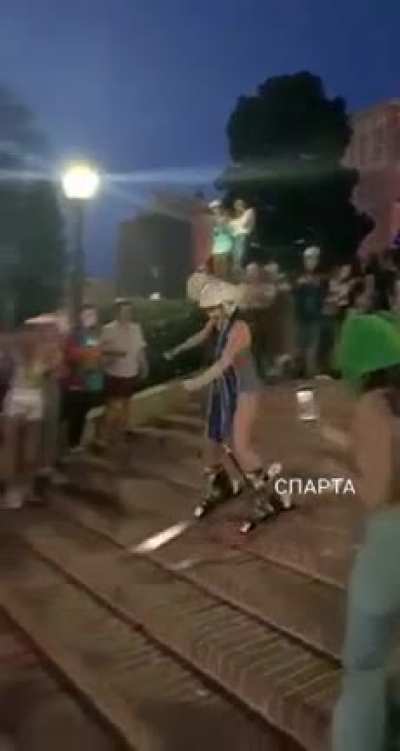 Skiing on stairs