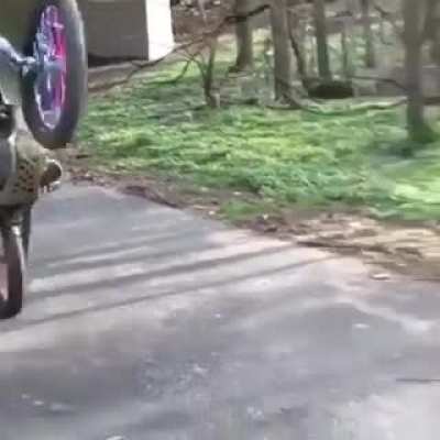 Doing a wheelie with a motorcycle
