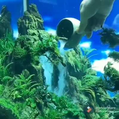 A waterfall created under the water