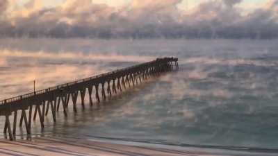 ? This is a phenomenon called "sea smoke"