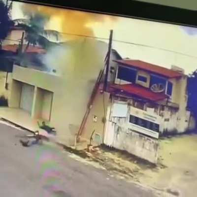 Throwing things at a live electric line.