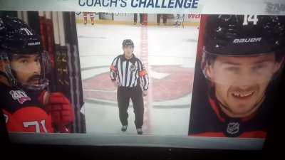 This NHL Ref accidentally trolling New Jersey Devil Player's &amp; Fans