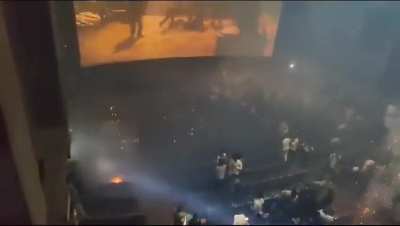 Indian fans started fireworks inside the theater upon release of  new movie of popular Indian actor