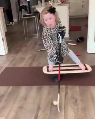 Little girl hockey training