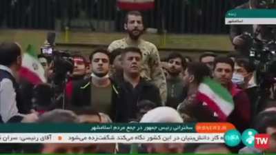 A citizen interrupts the speech of the President of the Islamic Republic. “Abandon your old backslidden ideas. Abandon corruption, unearned incomes, and errors.”
